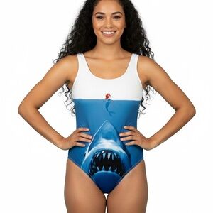 Blue Shark Print Women's Swimsuit